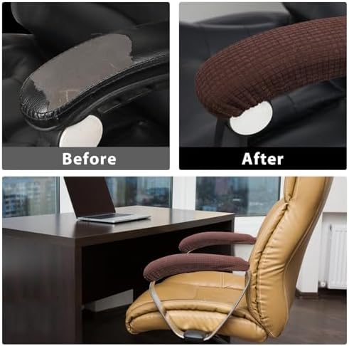 Vin Beauty Office Chair Armrest Covers, 2Pcs Office Removable Arm Rest Covering, Elastic Chair Armrest Covers, Office Seat Hand Rest Protector, Arm Covers Protectors for Office Chair(Coffee)