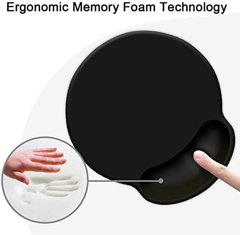 DOOKE Ergonomic Mouse Pad with Wrist Support,Wrist Pad with Coaster Non-Slip Rubber Base for Computer,Laptop,Home Office Gaming,Working,Easy Typing & Pain Relief,Black