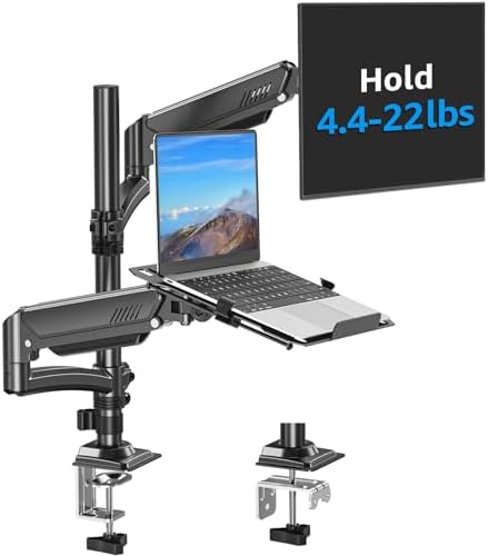 MOUNTUP 2-in-1 Laptop and Monitor Desk Mount, Laptops Arm Holds 4.4-22lbs