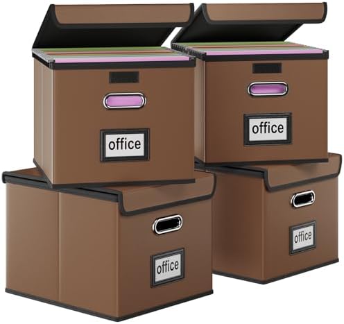 File Organizer Box with Lids, Collapsible File Folder Organizer
