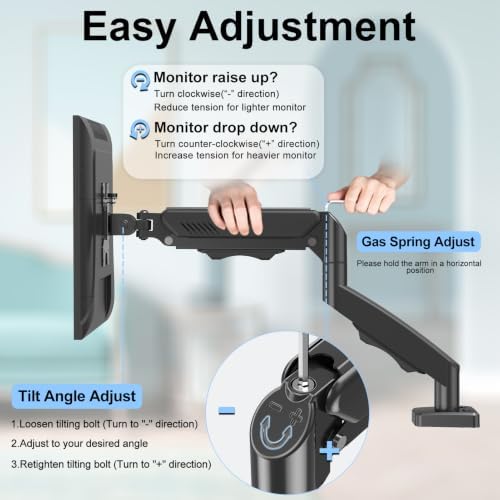 Single Monitor Mount Arm Fits up to 32 ", Holds 4.4-19.8lbs