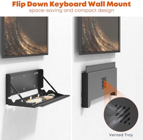 24 Inch Flip Down Keyboard Tray Wall Mount, Fold Down Typing Platform