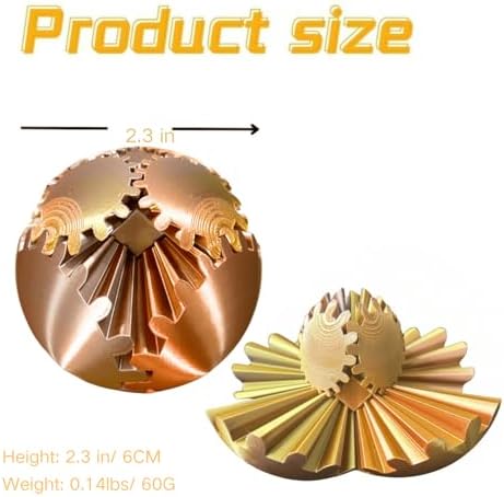 Gear Ball 3D Printed Spin Ball Cube Fidget Toys, Gear Sphere Fidget Toy, GearSphere Desk Toy Stress Fidget Balls, Fidgets Spinners for Adults & Kids Anxiety Relaxing (Laser Rose Gold, 2.3 Inch)