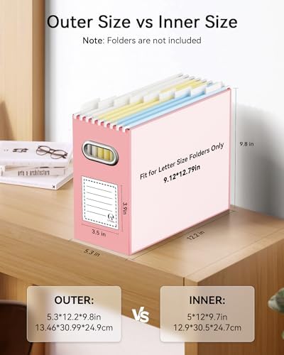 Oterri Portable Collapsible Cardboard File Box with Handle for Letter-Size
