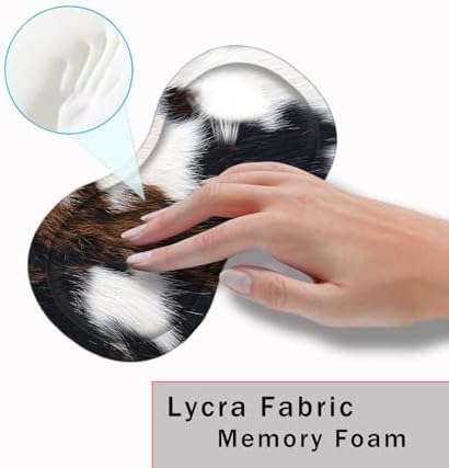 Mouse Pad with Wrist Support + Desk Mat + Coaster 3 in 1 Set, XXL Large Gaming Mousepad Ergonomic Mouse Pads for Desk Computer Laptop Office,Cute Cowhide Brown Black Cow