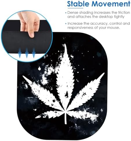 Small Mouse Pad，Mini Mouse Pad 6 x 7 Inch，for Laptop Keyboard Tray Wireless Mouse Home Office Travel，with Non-Slip Rubber Base, Waterproof Mouse Mat，Marijuana Leaf