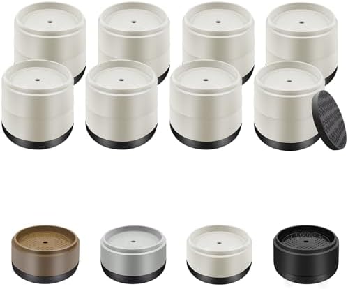 Furniture Risers Bed Risers Heavy Duty 1 inch, 2 inch, 3 inch, 4 inch Round Adjustable Bed Lifts Riser for Desk Legs Table Couch Sofa Chair Refrigerator Washing Machine (1+1 Inch, White, 8 Pack )