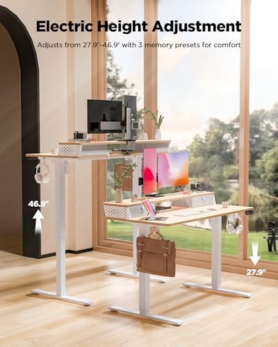 FiCiHi 40x24 Inch Electric Standing Desk, 2 Drawers, Adjustable Height Desk