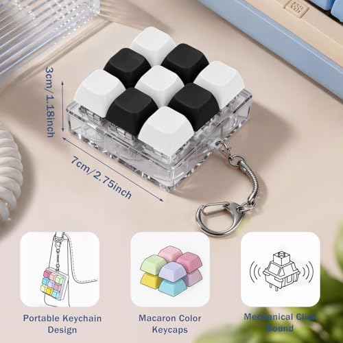 Keyboard Fidget Toy, Creamy Fidget Clicker Keyboard Fidget Keychain, Button Fidget Gifts for Adults, Boost Focus & Ease Anxiety Anywhere — Perfect Stress-Relief Gift (3×3 Grid Layout A-C)