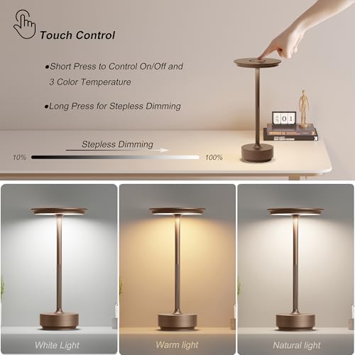 TBBGA 2 Pack Rechargeable Table Lamps Cordless, 5000mAh Outdoor Table Light