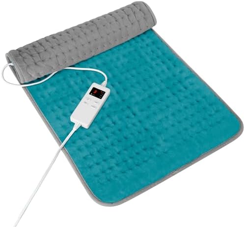 Heating Pad for Period Cramps, Heating Pad for Back/Neck/Shoulder Muscle Pain, 6 Heating & 4 Timer Setting, Auto Shut Off, Moist Heat & Machine Washable, Birthday Christma s Gifts for Women Mom, Cyan