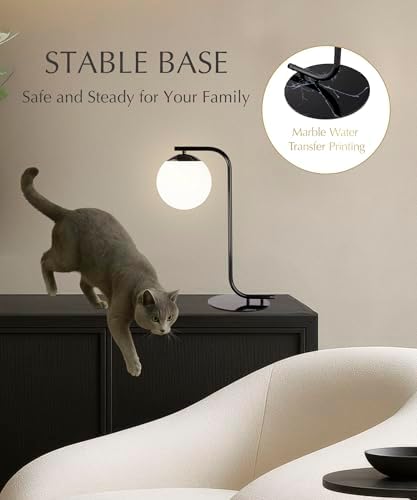 HarvestLand Midnight Sphere Marble Base Table Lamp, Globe & Modern Lamp