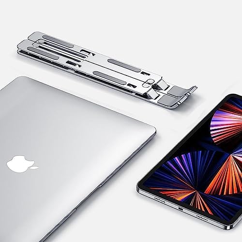 KLAQQED Portable Aluminum Laptop & Phone Stand, Adjustable, Foldable, Ergonomic, for MacBook, iPad, Tablets & Smartphones, Office Desk Accessories