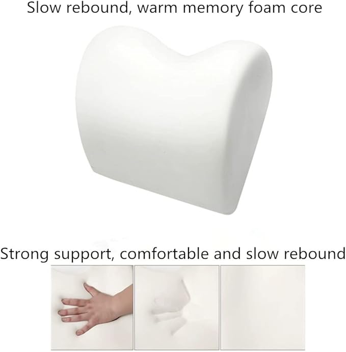 Memory Foam+PU Leather Lumbar Pillow - Car Middle/Lower Back Support Pillow - Suitable for Car Seats, Office Chairs, Recliners, etc. (Beige)