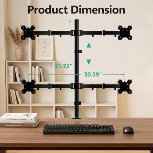 WALI Quad Monitor Desk Mount for 13-32 inch Computer Screens, 22lbs per Arm