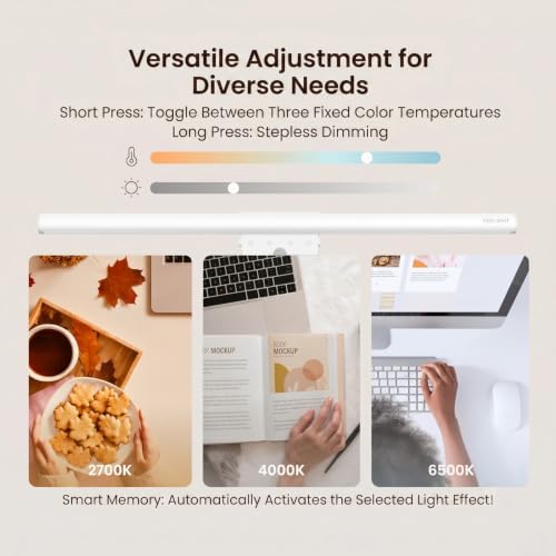YEELIGHT Monitor Light Bar with Remote, Computer Monitor Lamp for Home Office Gaming, 250LM No Glare Eye-Care Screen Bar, Touch Control USB Desk Lamp with Stepless Dimming for Flat & Curved Monitor