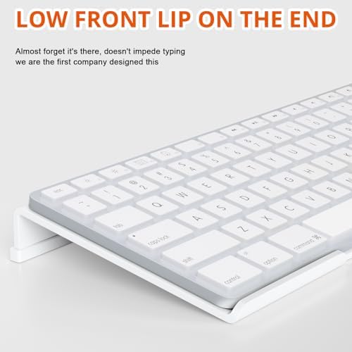Richboom Acrylic Tilted Computer Keyboard Holder for Easy Ergonomic Typing, Keyboard Stand for Office Desk, Home, School, White