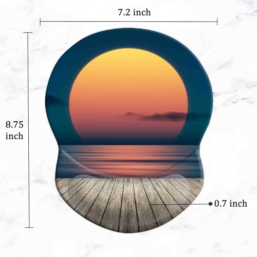 Mouse Pad with Gel Wrist Support and Non-Slip Base - Pain Relief Ergonomic Wrist Rest Mouse Pad for Working & Gaming, Home & Office Desk Accessories (Sunset Over The Sea)