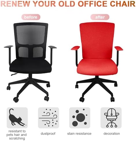 Tallew 4 Pcs Office Chair Covers Stretchable Armrest Seat,XL,Red