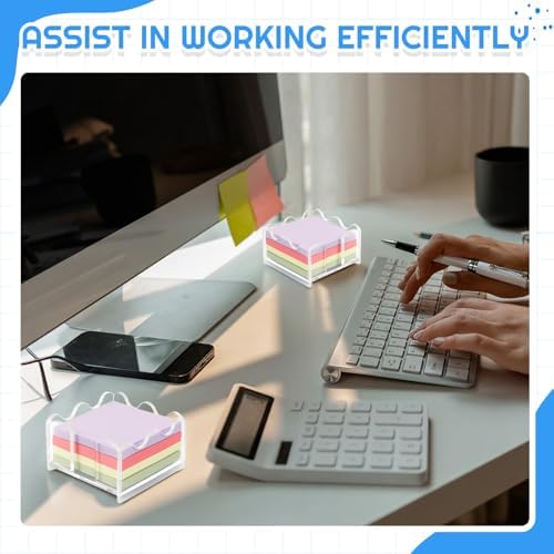 2 Pcs 3x3 Inch Scalloped Acrylic Sticky Note Holder, Clear Note Dispenser
