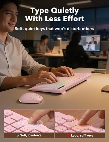 Trueque Wireless Keyboard and Mouse Combo, 4000mAh Battery, Wrist Rest
