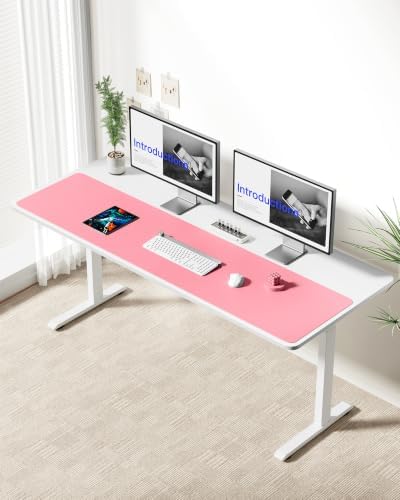 YSAGi Leather Desk Pad Protector, Office Desk Mat, Large Mouse Pad, Non-Slip PU Leather Desk Blotter, Laptop Desk Pad, Waterproof Desk Writing Pad for Office and Home (Pink,55" x 17.2")
