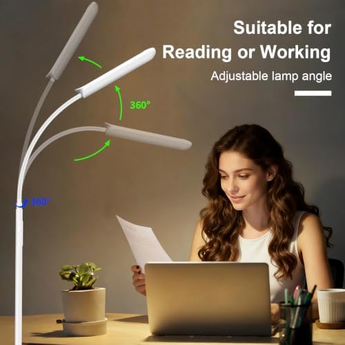 FRIDEKO HOME 2 Pack Floor Lamps for Living Room Reading Light, 1800LM White