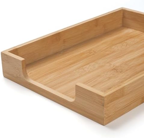 Bamboo Letter Tray, Wood Desk Tray, Wooden Desk Organizer, A4 Paper, Document, File, Mail, Magazine Storage Basket for Office, Classroom, Home Desktop