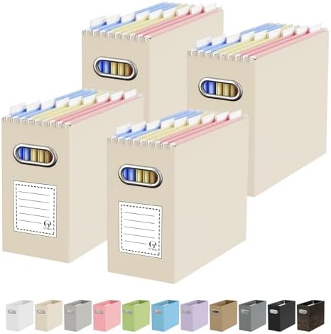 Oterri Portable Cardboard File Box for Hanging Folders Letter-Size Beige