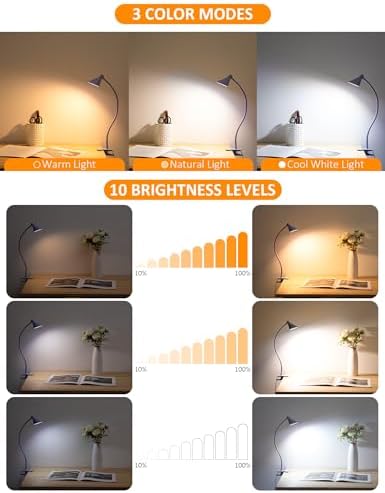 LiFMIRA Desk Lamp Clip on Lamp for Bed, LED Reading Light for Bed Purple