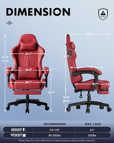 GTPLAYER Gaming Chair, Comfort Computer Office Chair for Adults, Wine Red