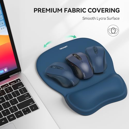 TECKNET Gel Ergonomic Mouse Pad with Wrist Rest, Non-Slip PU Base, Navy