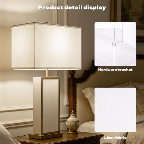 GO&SO White Rectangle Lamp Shades Set of 2 Medium,14"L×8"W×9"H Shade Deco