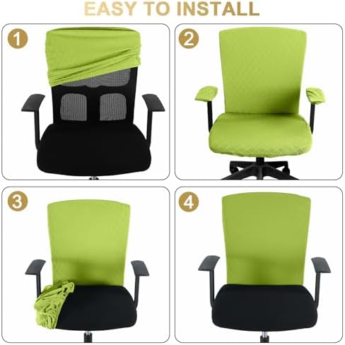Tallew 4 Pcs Office Chair Covers Stretch Seat Armrest, Lemon Green