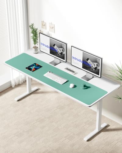 YSAGi Leather Desk Pad Protector, Office Desk Mat, Large Mouse Pad, Non-Slip PU Leather Desk Blotter, Laptop Desk Pad, Waterproof Desk Writing Pad for Office and Home (Green-Blue,55" x 17.2")