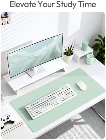 YSAGi Leather Desk Protector, Office Mat, Large Mouse Mat, Non-Slip PU Leather Blotter, Laptop Desk Mat, Waterproof Writing Pad for Office and Home(Pale Green, 63" x 17.2")