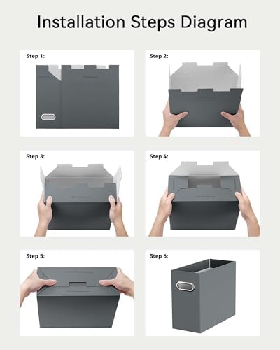 Oterri Portable Collapsible Cardboard File Box with Handle for Letter-Size