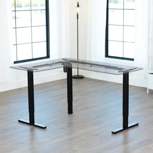 VIVO Black Electric Corner 3 Leg Standing Desk Frame, DESK-E347B