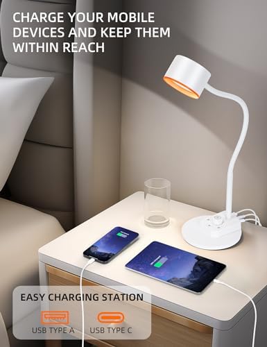LiFMIRA LED Desk Lamp, 1200LM for Home Office,5 Colors Fully Dimmable White