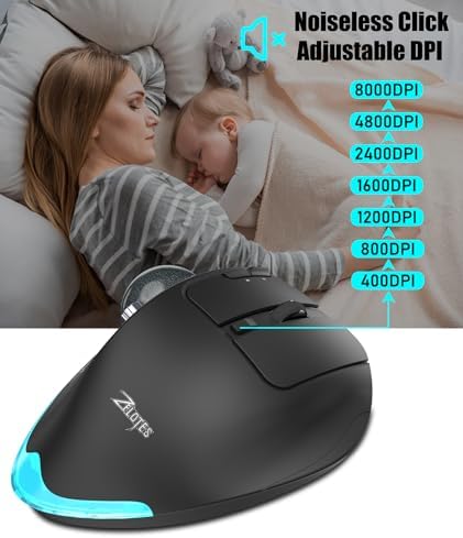 TRELC Wireless Trackball Mouse with Knob Control & LCD Screen, Ergonomic Rechargeable Thumb Control Mice with Tilt Stand, 8000 DPI, Silent Programmable Mouse for 3 Devices, PC, Laptop, Tablet (Black)
