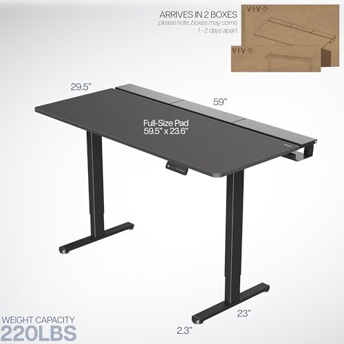 VIVO Black 60 x 30 in Standing Desk, DESK-KIT-E2B-P3B