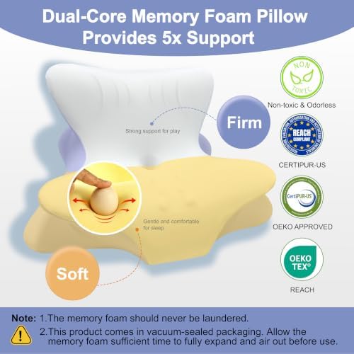 Cervical Neck Pillow for Pain Relief, Ergonomic Reading Pillow for Bed