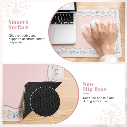 HAOCOO Floral Ribbon Deskpad, 23.6" x 13.7" Computer Pad for Home Decor