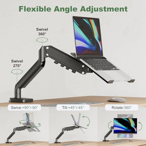 2-in-1 Gas Spring Laptop Desk Mount for 12"-17" Notebook/13"-32" Monitor