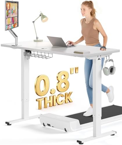 SIAGO White 48x24 in Electric Standing Desk, 0.8 Inch Thick Tabletop