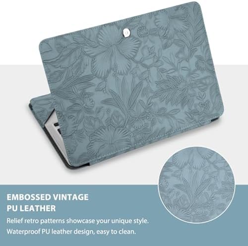 MOSISO PU Leather Sleeve Case, Embossed Hibiscus Portfolio Protective Stand Cover