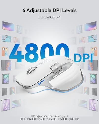 TECKNET Wireless Mouse, Side Scroll Bluetooth Rechargeable, 3-Device