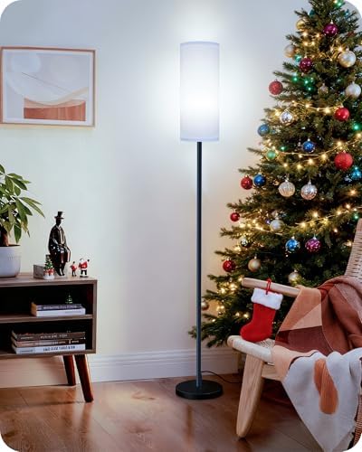 Dimmable Floor Lamp for Living Room with Remote and Foot Switch, Corner Floor Lamp, Modern Standing Tall Lamp, 10W 900LM LED Bulb Included, 3000K-6500K, Linen Shade, Weighted, FCC Listed CW06LD05W1