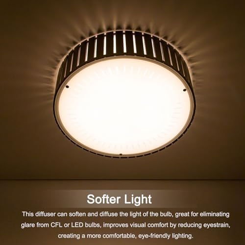 Lampshade Diffuser, 9.5" Diameter Round Diffuser Lamp Shade for Drum Style Lampshades Pendants Softening Light, DIY Light Fits 10-12" Openings, Frosted White Acrylic