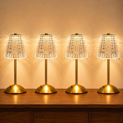 Nusogon 4 Pack Rechargeable Cordless Table Lamp, Touch Control Desk Lamp